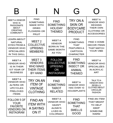 MEET OUR VENDORS Bingo Card