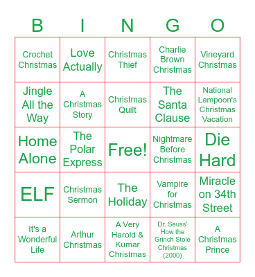 Christmas in July @ the Library Bingo Card