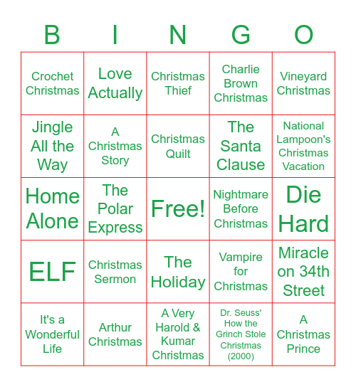 Christmas in July @ the Library Bingo Card