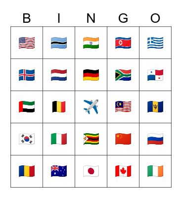 Flag Bingo Card