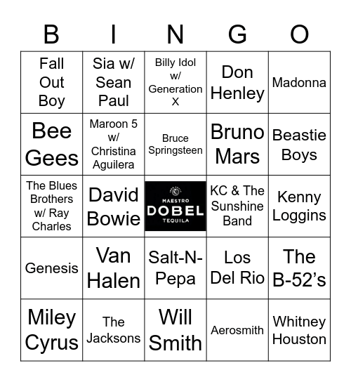 v87 Dancing Songs Bingo Card