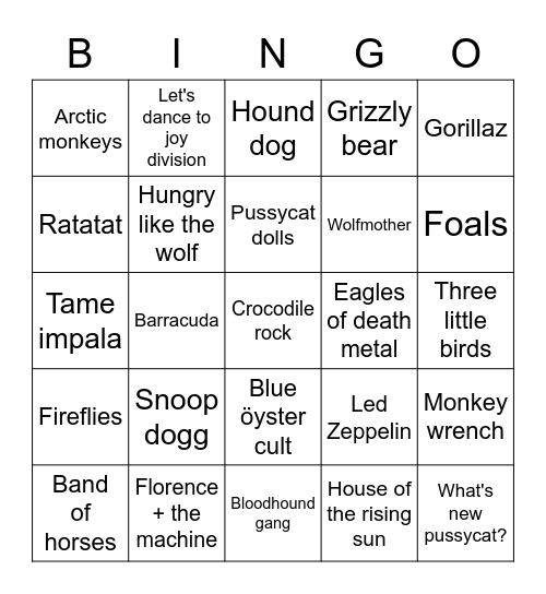 Animals Bingo Card