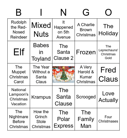 Christmas Movie Bingo Card