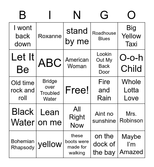 1970 Bingo Card