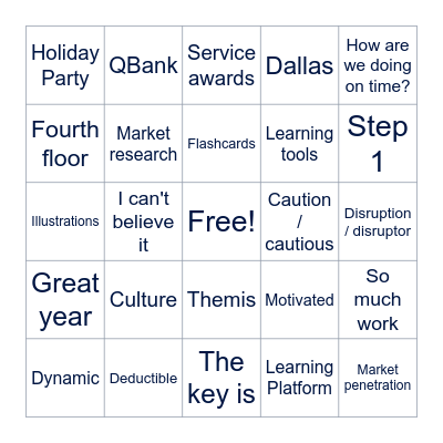 UWorld Townhall Bingo Card
