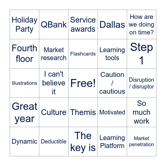 UWorld Townhall Bingo Card