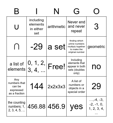 AMC Final Review Bingo Card