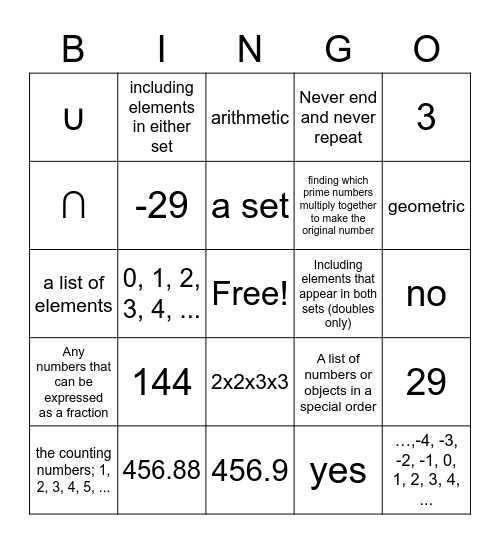 AMC Final Review Bingo Card