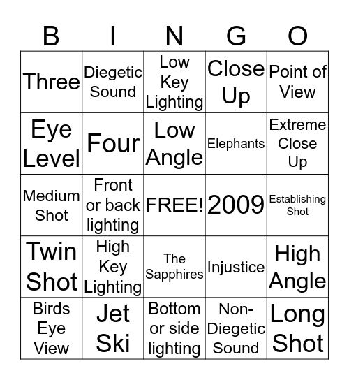 Film Techniques!  Bingo Card