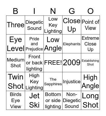 Film Techniques!  Bingo Card