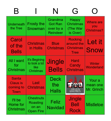 Holiday Song Bingo Card
