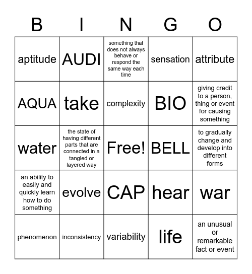 How Smart Are Animals Vocabulary Bingo Card