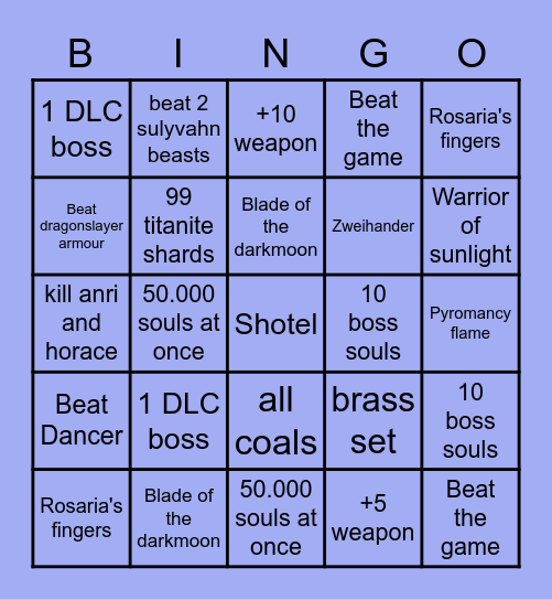 Dark Souls 3 Bingo Card