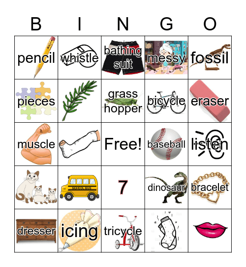 S Words Bingo Card