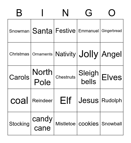 Christmas Bingo Card