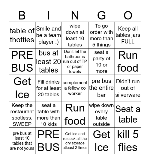 Sunday Funday Bingo Card