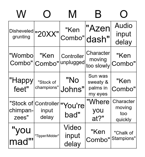 Wombo Combo Bingo Card