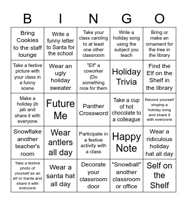 Holiday Bingo Card