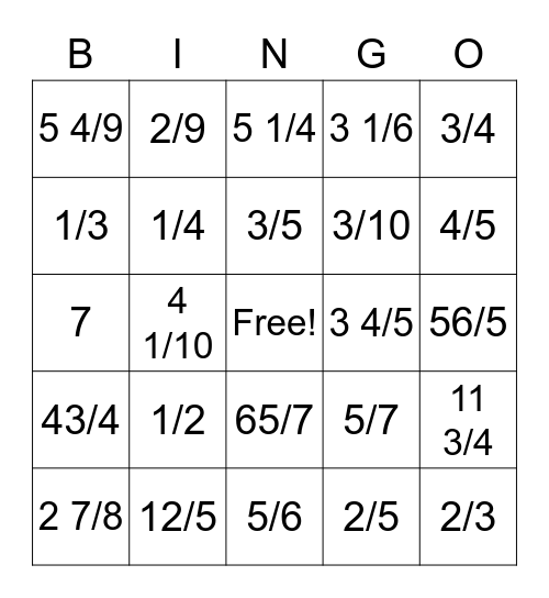 OOF Bingo Card