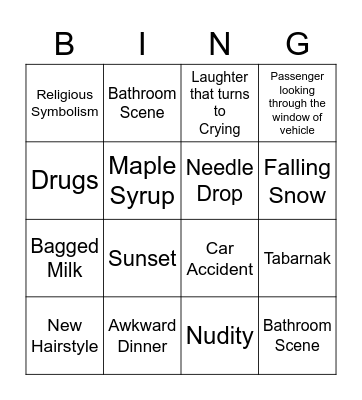 I killed my mother Bingo Card