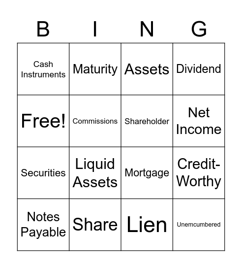 MEC-KFC-Credit App Vocabulary Bingo Card