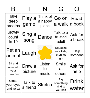 COPING SKILLS BINGO Card