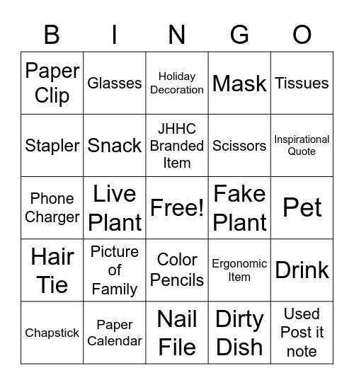 Desk Bingo Card