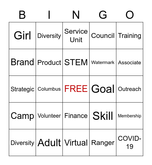 Staff Meeting Bingo Card