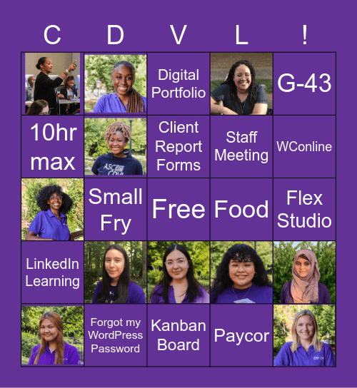 CDVL Tutor Turn Up Bingo Card