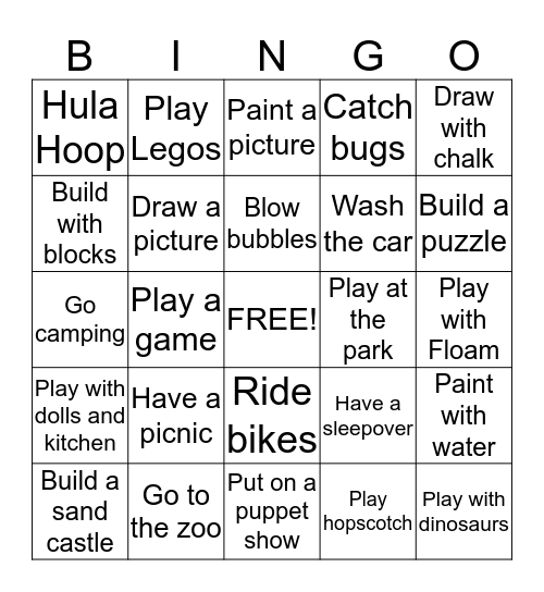 Summer Bingo Card