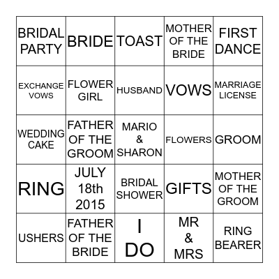 MAY GOD CONTUNUE TO BLESS THIS UNION Bingo Card