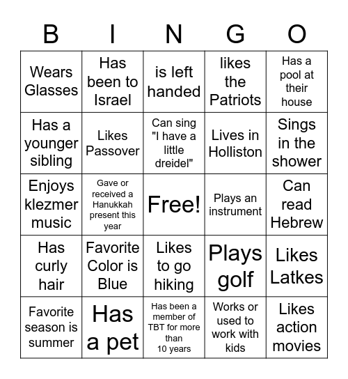 TBT Bingo Card