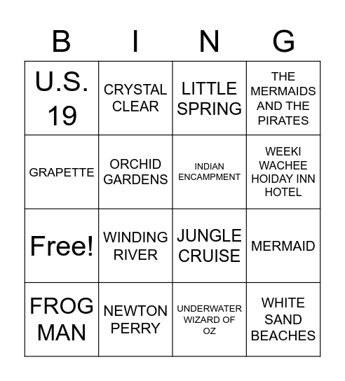 WEEKI WACHEE Bingo Card