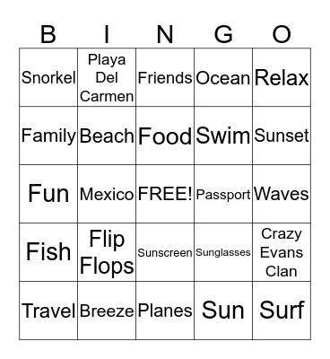 Mexico 2015 Bingo Card