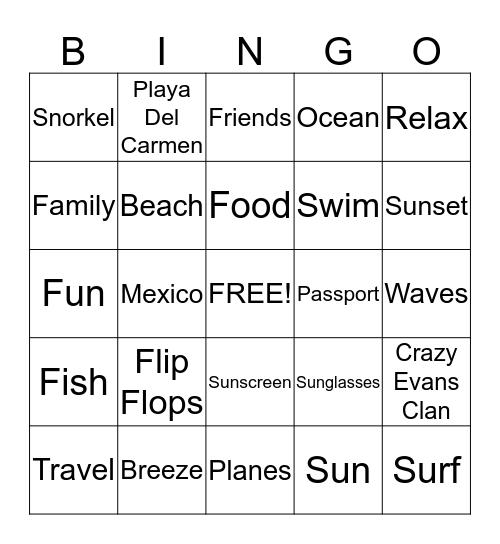 Mexico 2015 Bingo Card