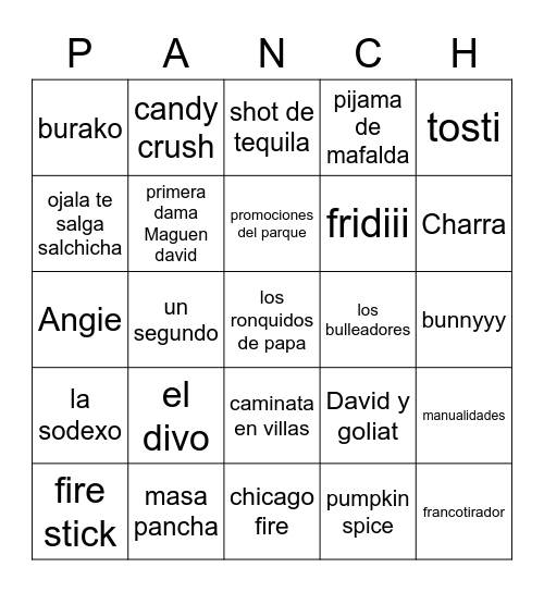 panchas fest Bingo Card