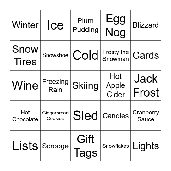 HOLIDAY Bingo Card