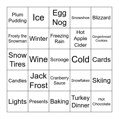 HOLIDAY Bingo Card