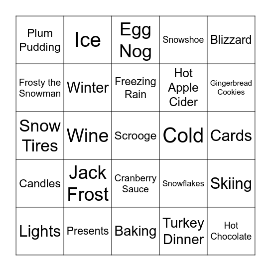 HOLIDAY Bingo Card