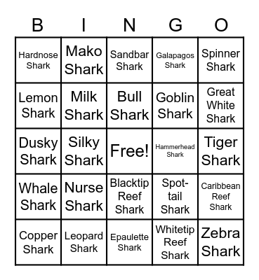 Shark BINGO Card
