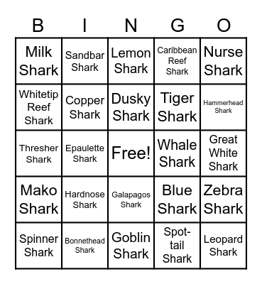 Shark BINGO Card
