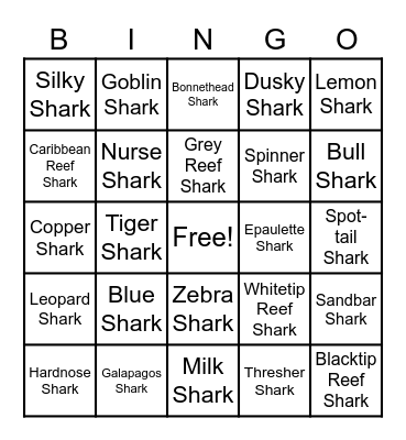 Shark BINGO Card