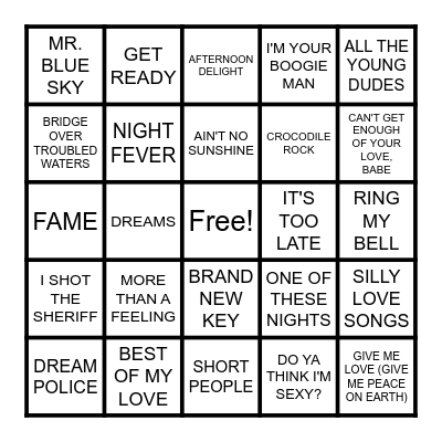 GROOVY Bingo Card
