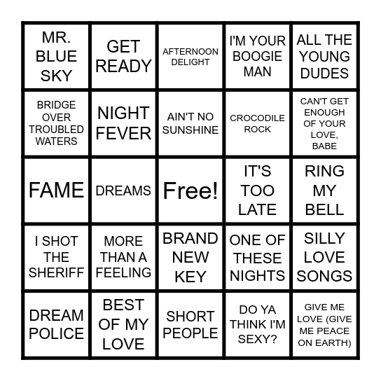 GROOVY Bingo Card