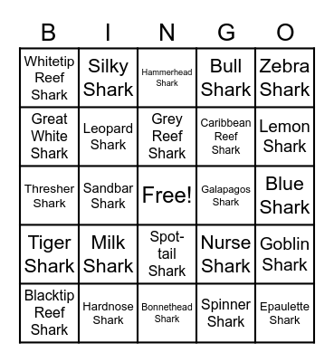 Shark BINGO Card