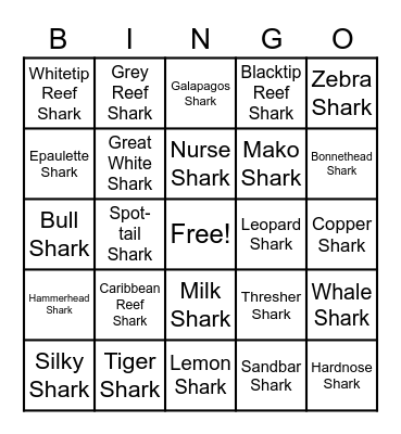Shark BINGO Card
