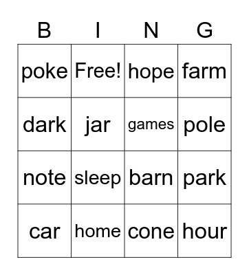 Lesson 31/32- Fast Track Bingo Card