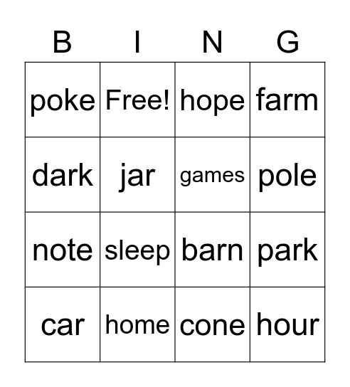 Lesson 31/32- Fast Track Bingo Card