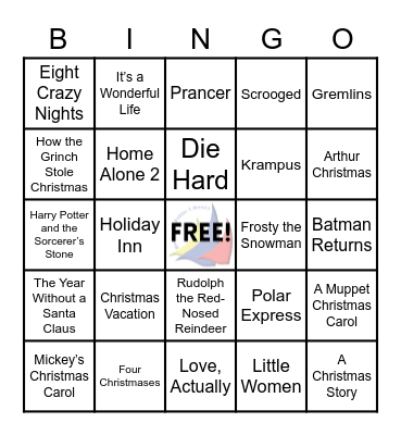 Holiday Movies Bingo Card