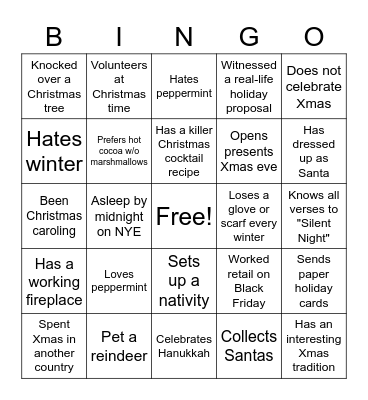 Holiday 2021 Bingo Card